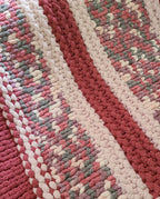 Equinox Blossom — mulberry, dusty pink, and sage — close view of the pale pink border band