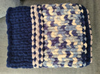 Winter Solstice — deep navy, light gray, and cream — close view of the mottled blue and cream bands