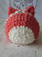 Snuggle Pod in Desert Rose — coral and cream chenille — back view of the domed shell