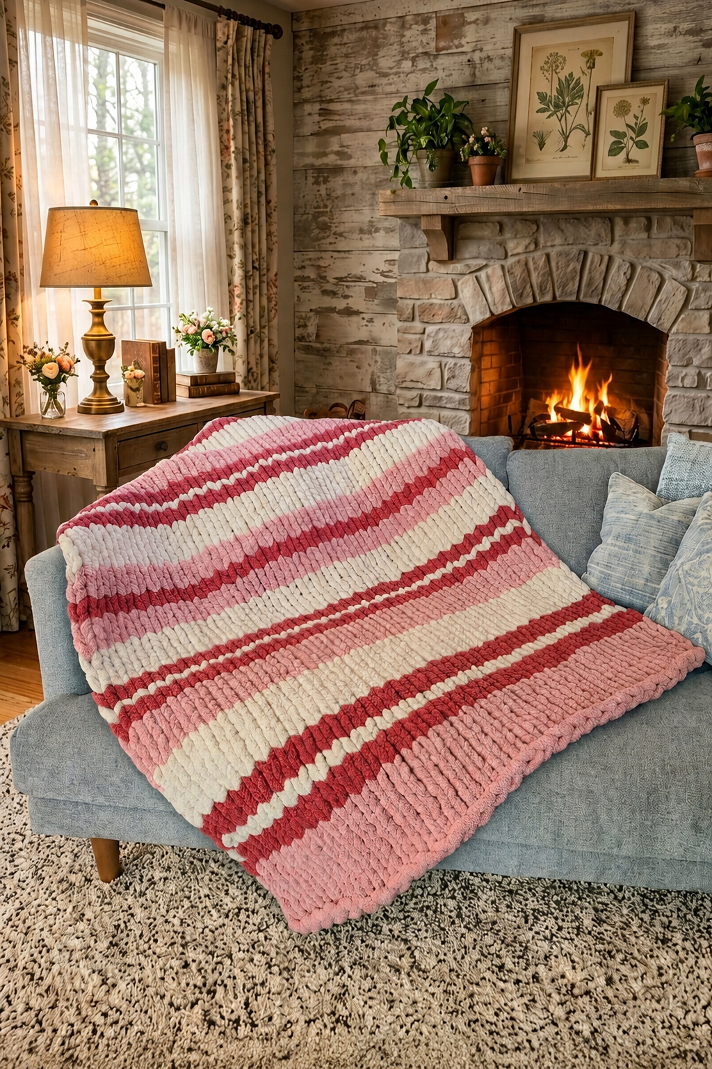 English Tea Rose — dusty rose, creamy ivory, and mulberry — folded flat showing velvet-soft texture